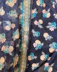Pure China Crape 60 With Crinkle Chiffon Dupatta
