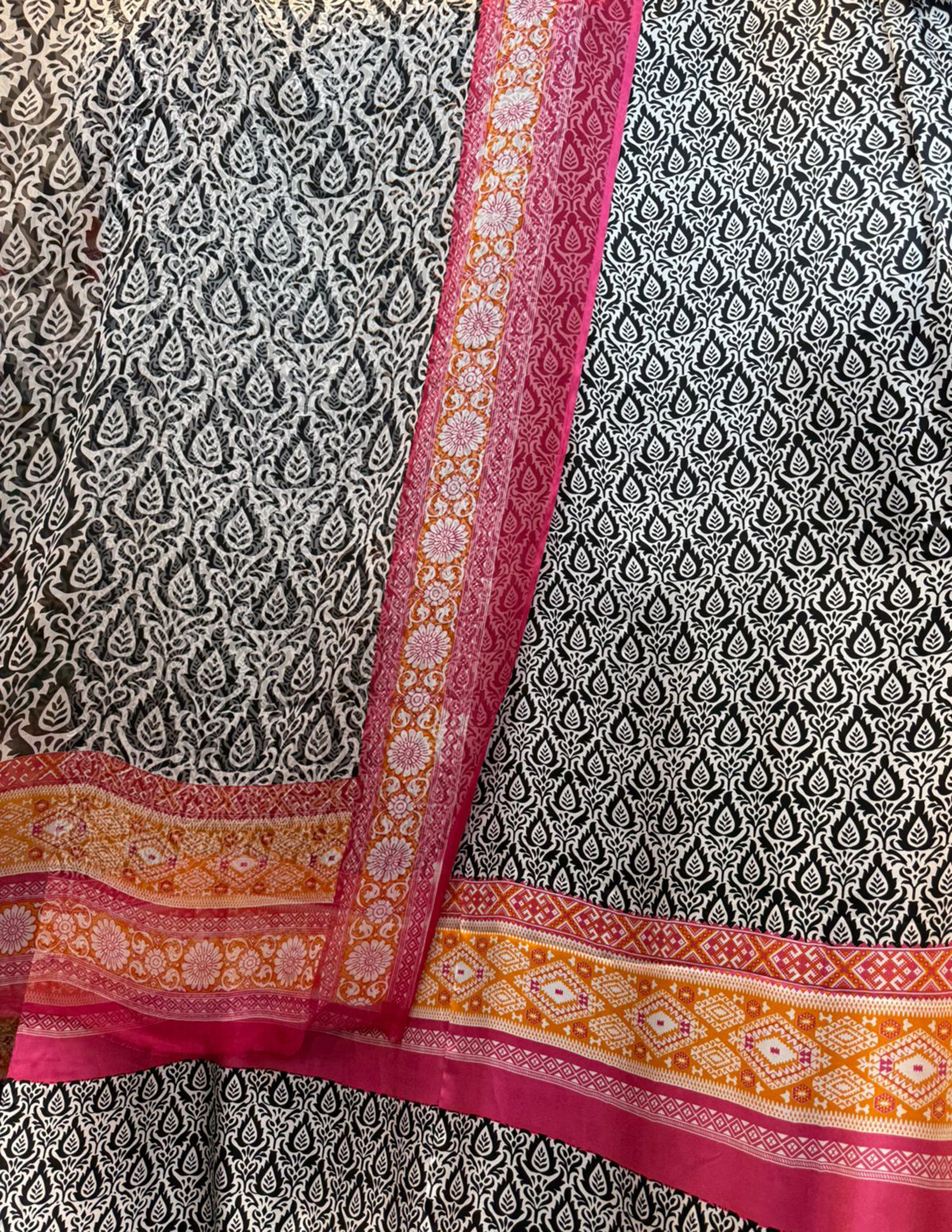 100% Pure Charmeuse Silk With Crinkle Chiffon Dupatta