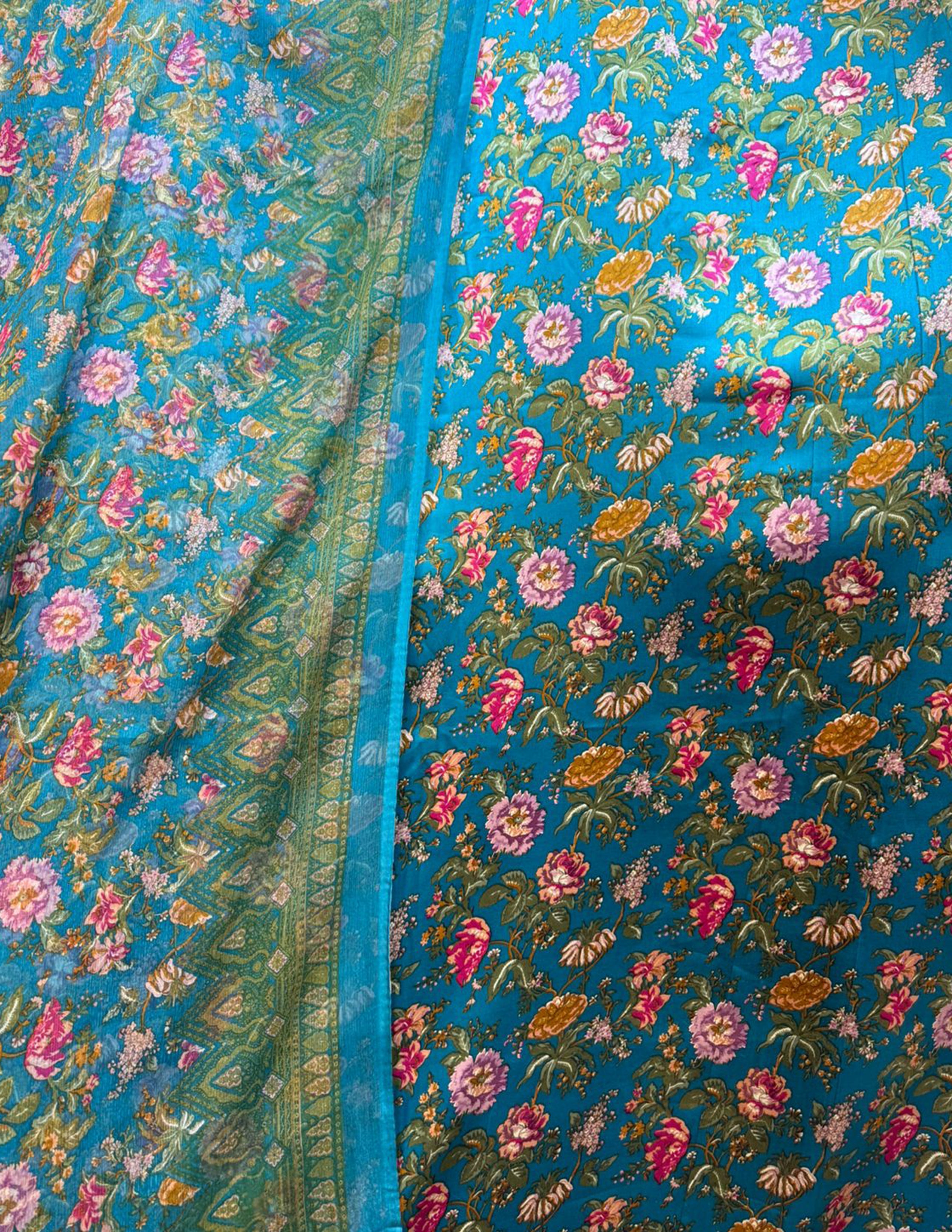 100% Pure Charmeuse Silk With Crinkle Chiffon Dupatta