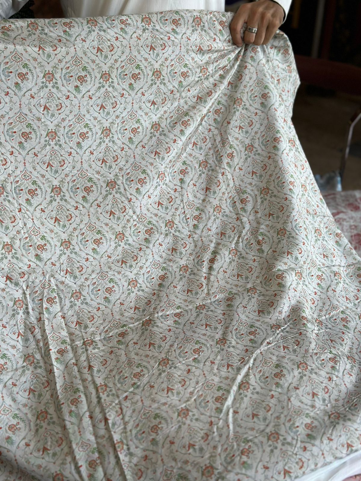 Korean Raw Silk Printed One Piece