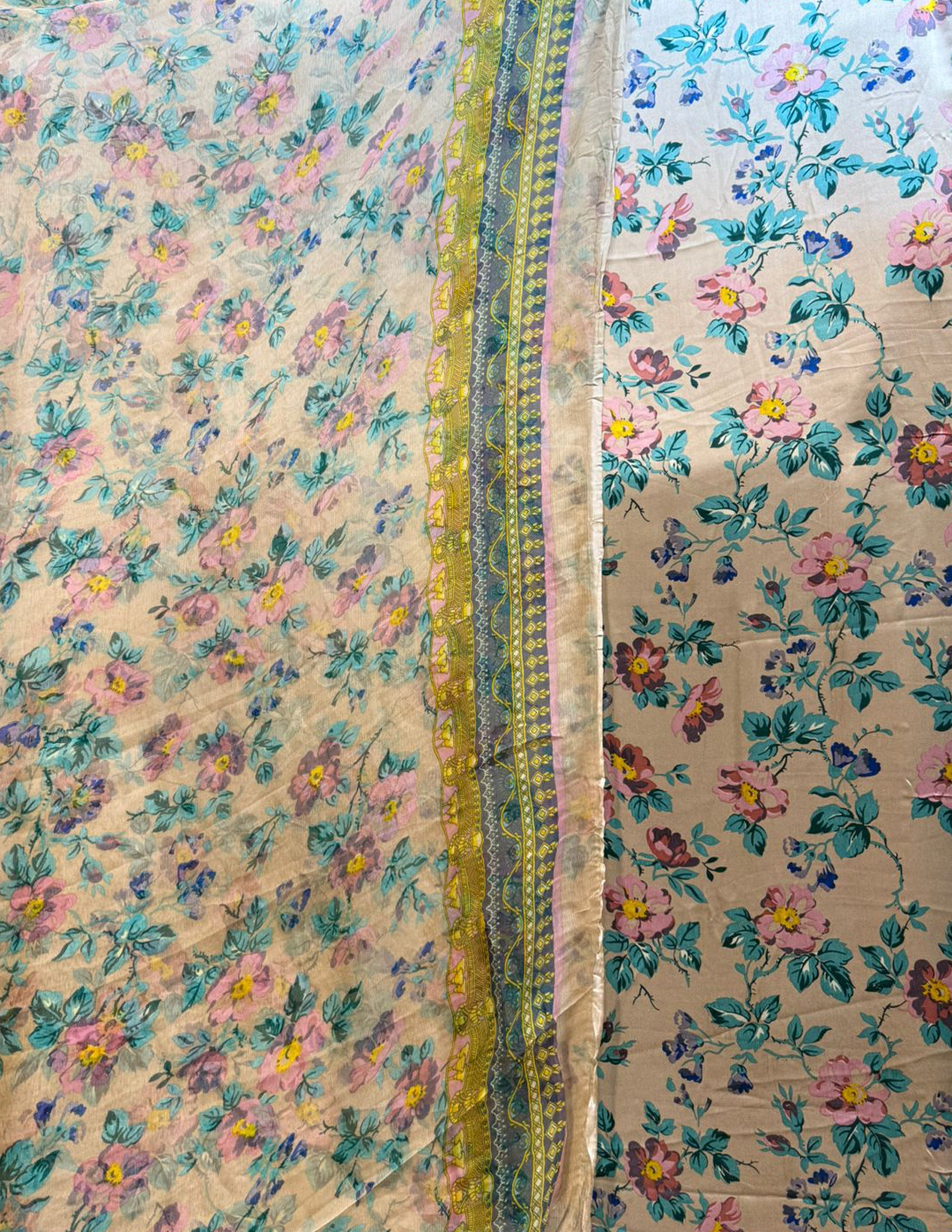 100% Pure Charmeuse Silk With Crinkle Chiffon Dupatta