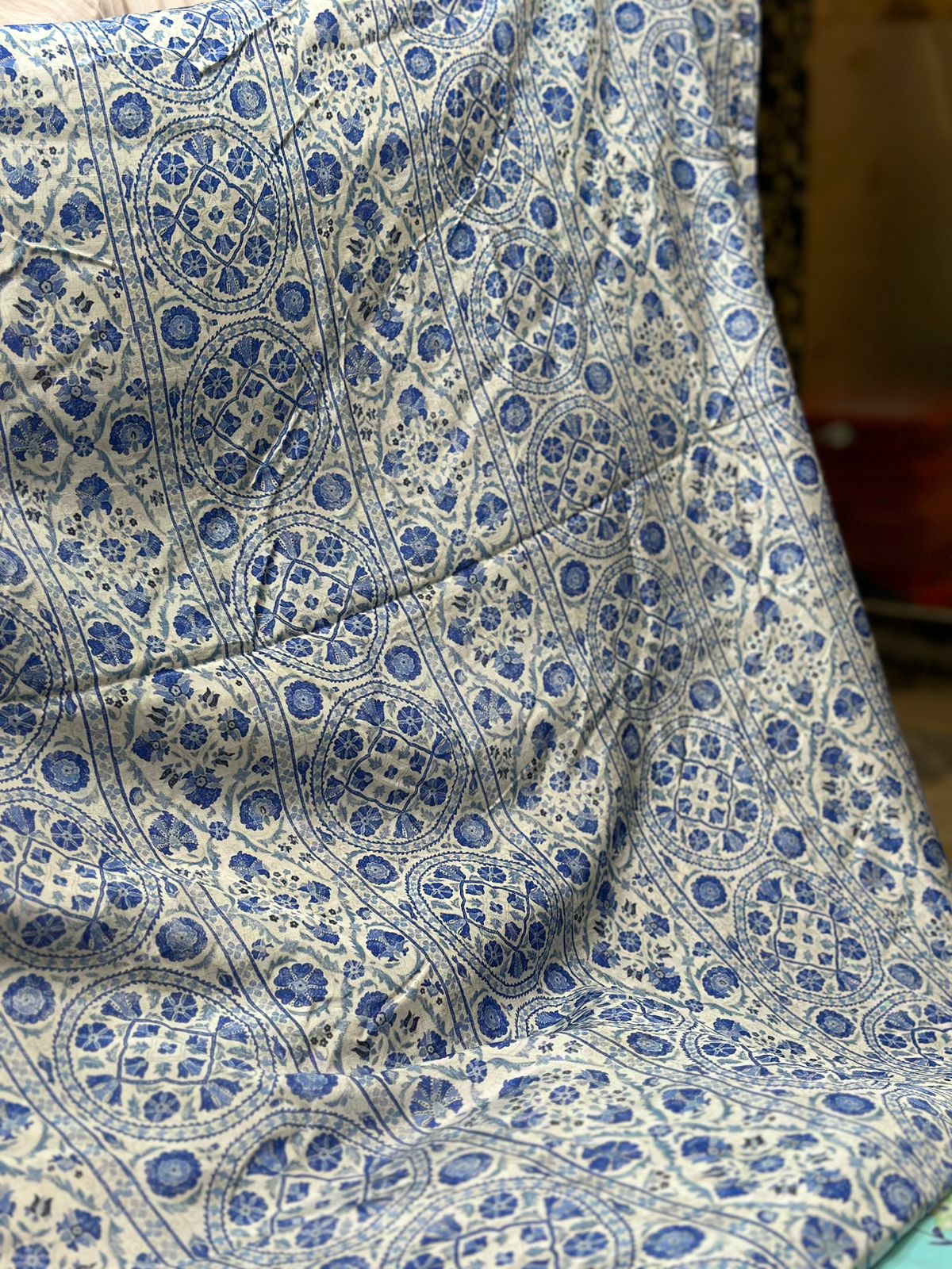 Korean Raw Silk Printed One Piece