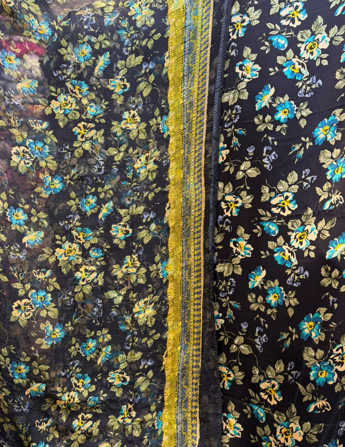 100% Pure Charmeuse Silk With Crinkle Chiffon Dupatta