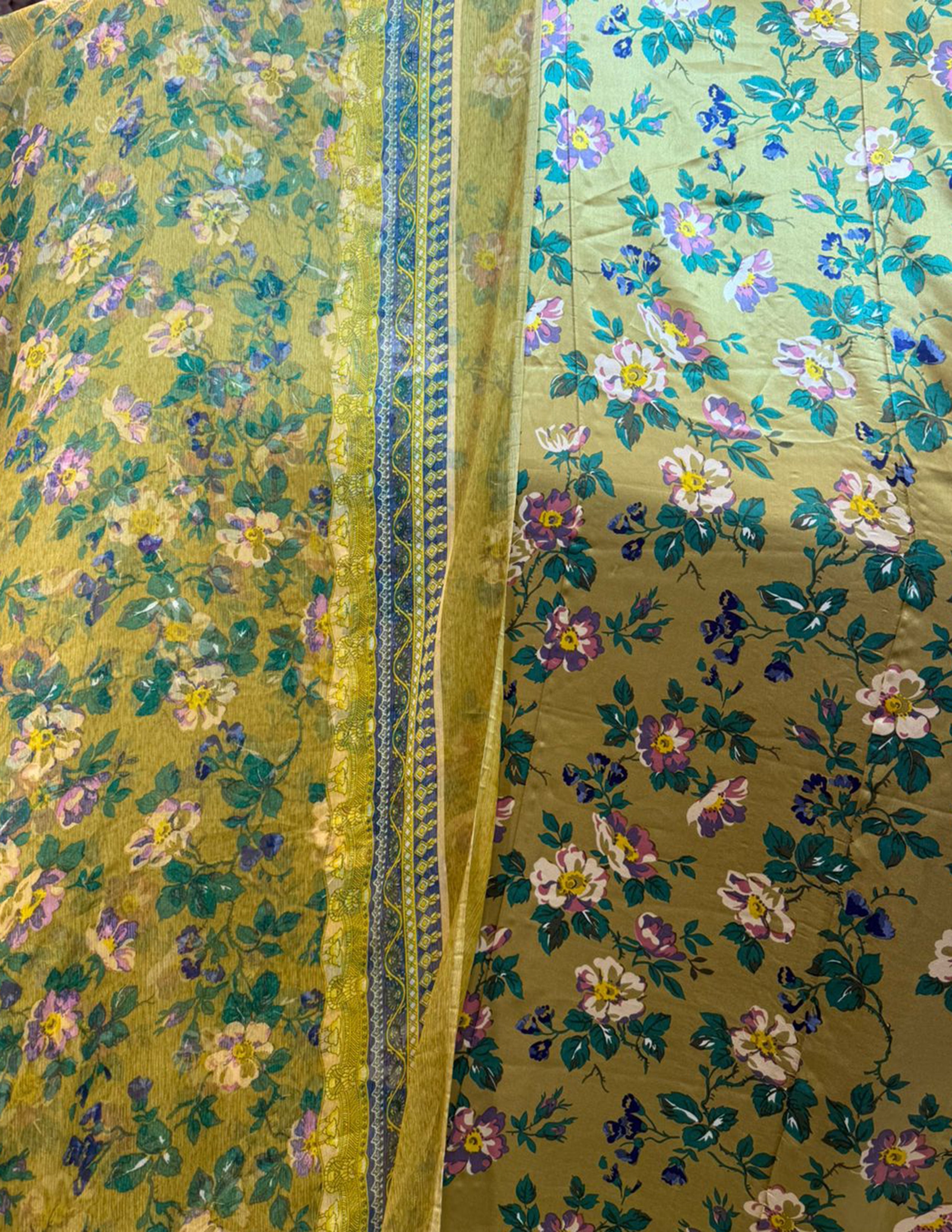100% Pure Charmeuse Silk With Crinkle Chiffon Dupatta