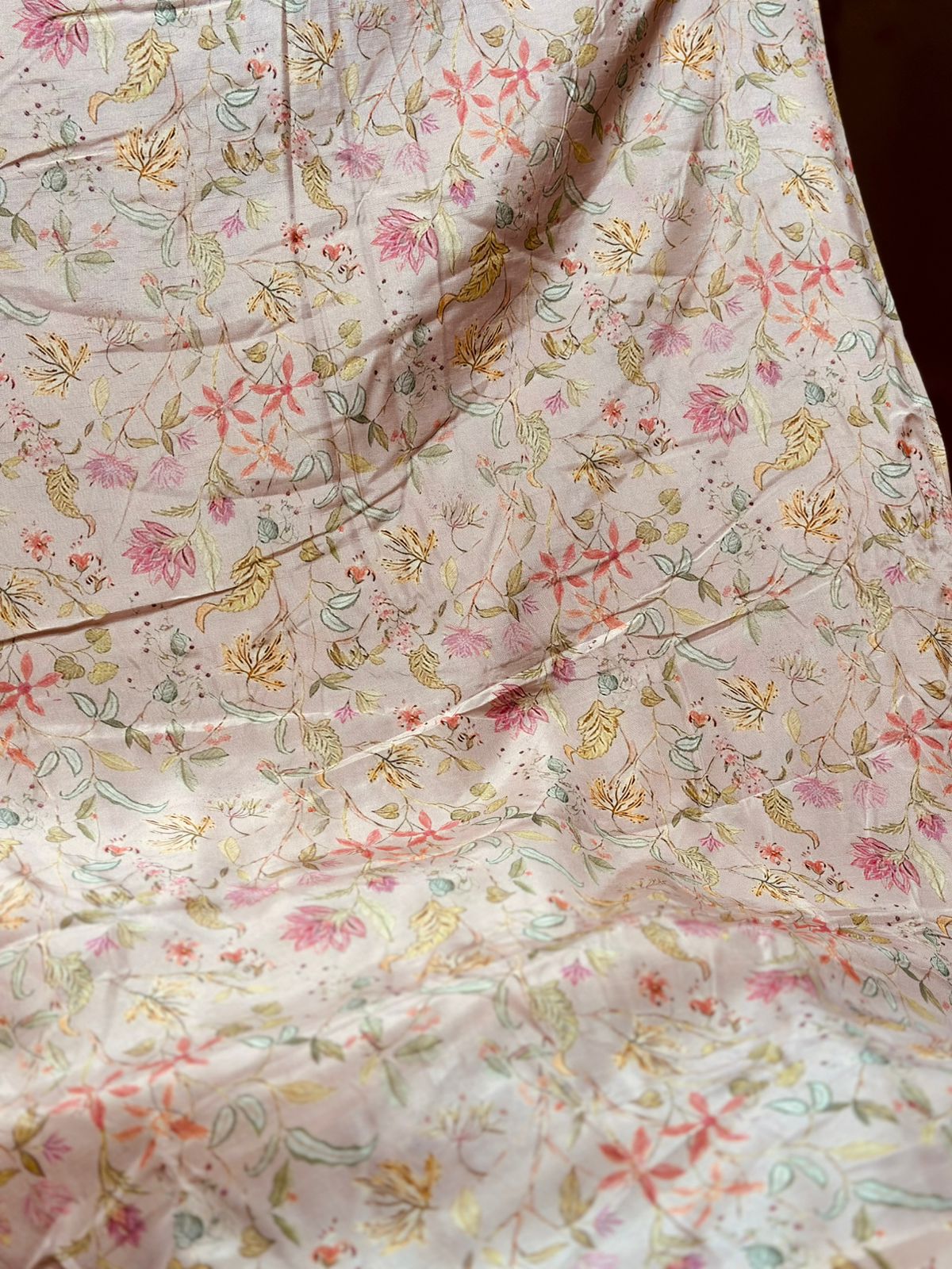 Korean Raw Silk Printed One Piece