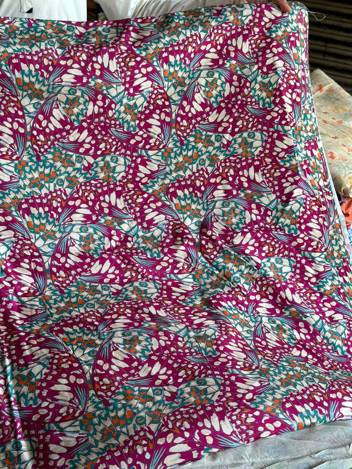 Korean Raw Silk Printed One Piece