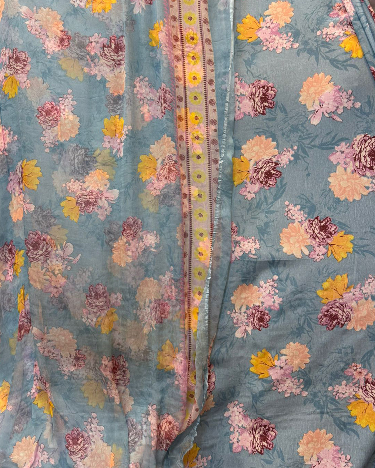 Pure China Crape 60 With Crinkle Chiffon Dupatta