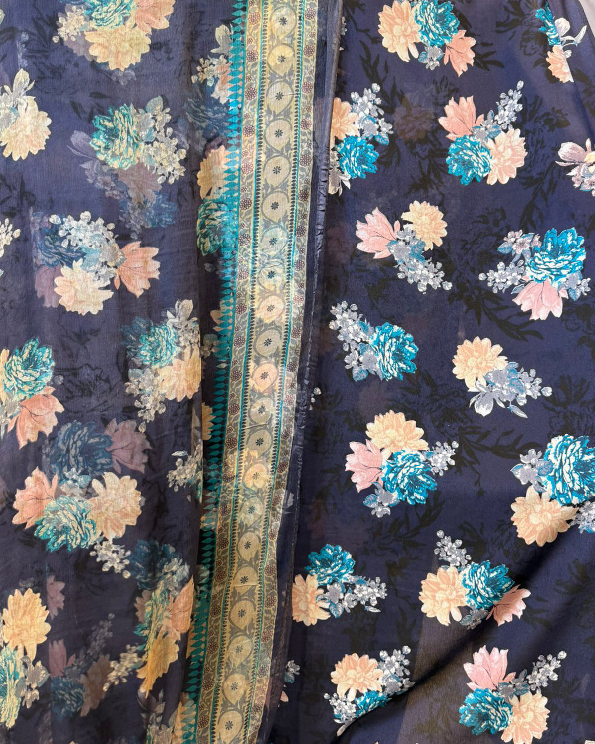 Pure China Crape 60 With Crinkle Chiffon Dupatta