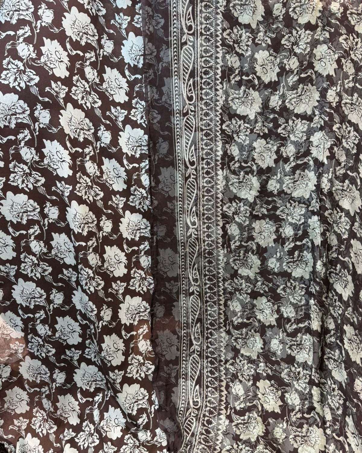 Pure China Crape 60 With Crinkle Chiffon Dupatta