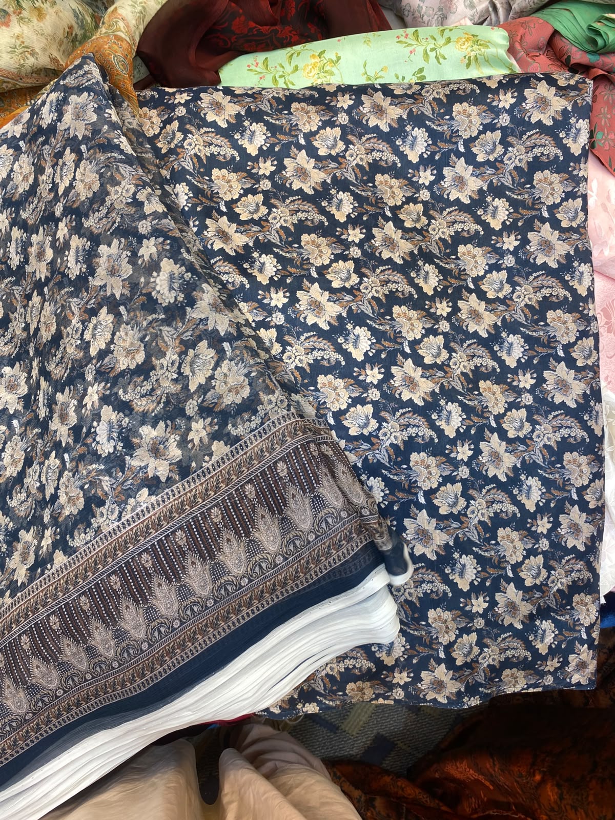 Pure Raw Silk Shirt With Printed Chiffon Dupatta