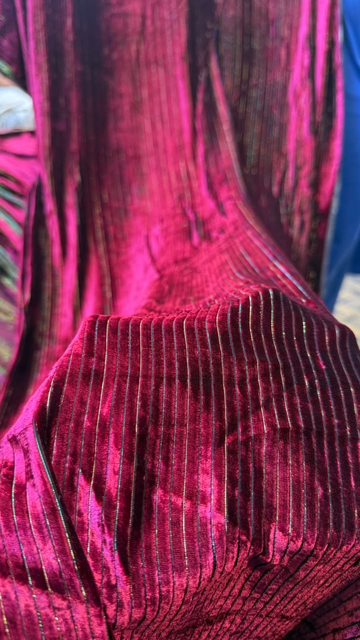 100% Pure French Kotrai Velvet with Multi Zari Base