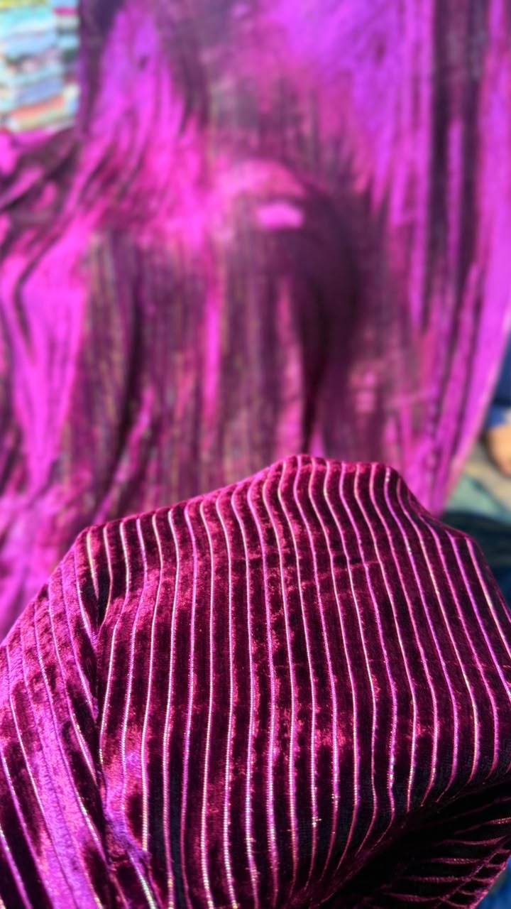 100% Pure French Kotrai Velvet with Multi Zari Base