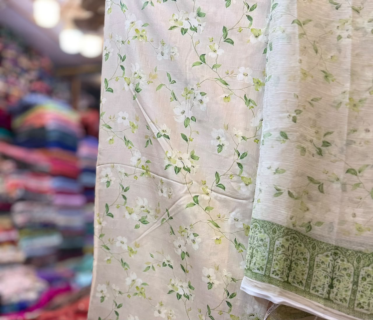 Pure Raw Silk Shirt With Printed Chiffon Dupatta