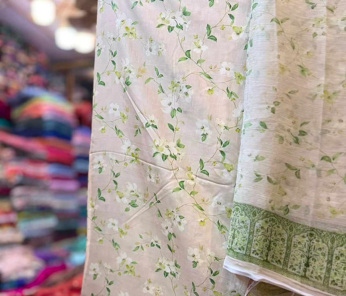 Pure Raw Silk Shirt With Printed Chiffon Dupatta