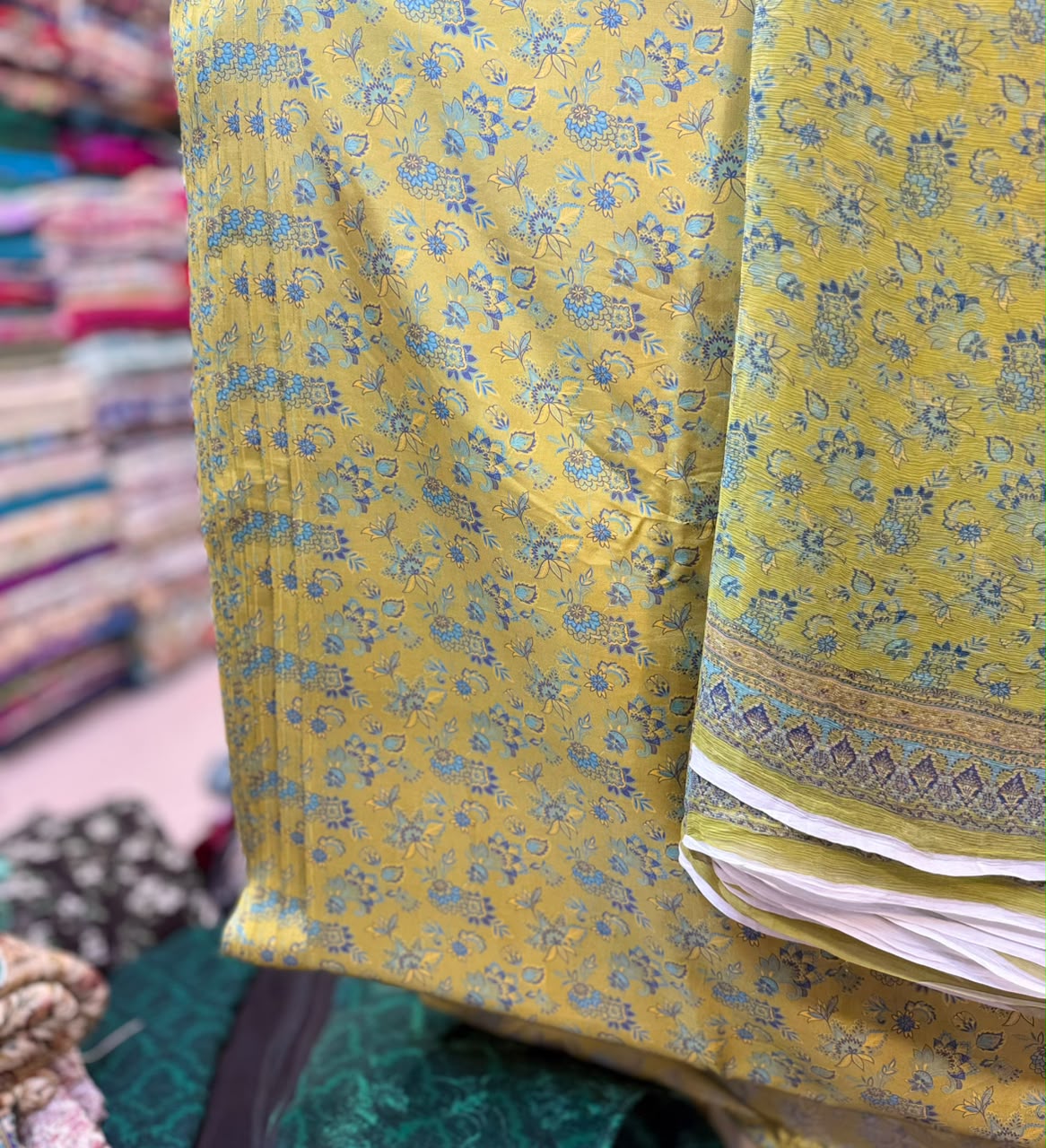 Pure Raw Silk Shirt With Printed Chiffon Dupatta