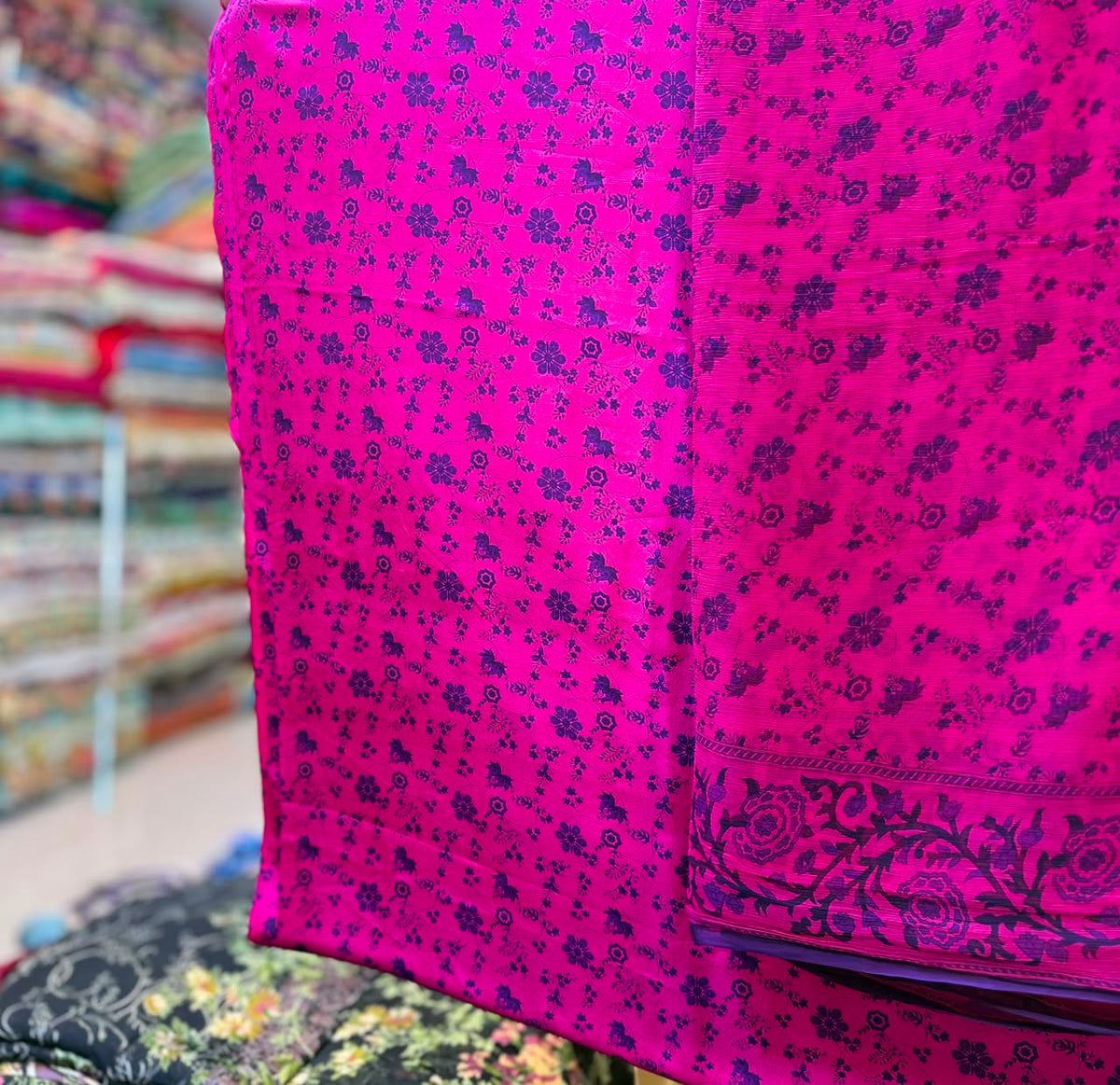 Pure Raw Silk Shirt With Printed Chiffon Dupatta