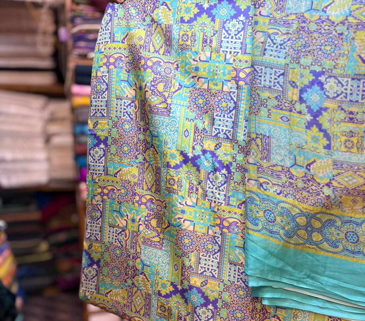 Pure Raw Silk Shirt With Printed Chiffon Dupatta